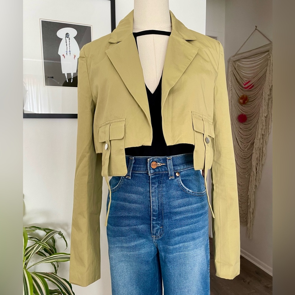 By.DYLAN Porter Cropped Olive Utility Jacket S